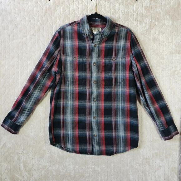 Duluth Trading Co Plaid Flannel Mens Medium Outdoor Utility Classic Trim Fit - Picture 1 of 6